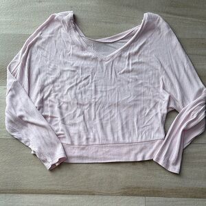 Auden Soft Pink Ribbed V-Neck Top